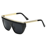 Unisex 'Cardi' Large Sunglasses Metal Rim Sunglasses Astroshadez-ASTROSHADEZ.COM-Black Black-ASTROSHADEZ.COM