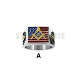 American USA Flag Masonic Ring Free Mason Knight Stainless Steel Jewelry Silver Gold-ASTROSHADEZ.COM-8-A-ASTROSHADEZ.COM