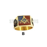 American USA Flag Masonic Ring Free Mason Knight Stainless Steel Jewelry Silver Gold-ASTROSHADEZ.COM-8-B-ASTROSHADEZ.COM