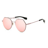Womens 'Queen Bee' Flat Lens Circle Wire Browline Sunglasses Astroshadez-ASTROSHADEZ.COM-Pink-ASTROSHADEZ.COM