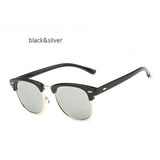 Unisex 'Club' Half Rim Rimless Polarized Sunglasses Astroshadez-ASTROSHADEZ.COM-Black Silver Lens-ASTROSHADEZ.COM