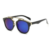 Womens 'Le'Dior' Vintage Browline Premium Alloy Sunglasses Astroshadez-ASTROSHADEZ.COM-Black Frame Blue-ASTROSHADEZ.COM