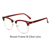 Unisex 'Masters' Half Frame Alloy Sunglasses Astroshadez-ASTROSHADEZ.COM-Brown Frame w/ Clear Lens-ASTROSHADEZ.COM