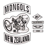 MONGOLS NEW ZEALAND MC Biker Patch Set Iron On Vest Jacket Rocker-ASTROSHADEZ.COM-ASTROSHADEZ.COM