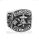 Mens Denmark Bandidos MC Biker Engraved Ring Stainless Steel Silver 316L Jewelry-ASTROSHADEZ.COM-ASTROSHADEZ.COM