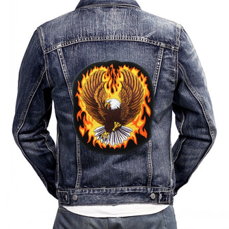 FLAME FIRE EAGLE MC MOTORCYCLE BIKE IRON PATCH LARGE-MotoPATCHES Official Store-ASTROSHADEZ.COM