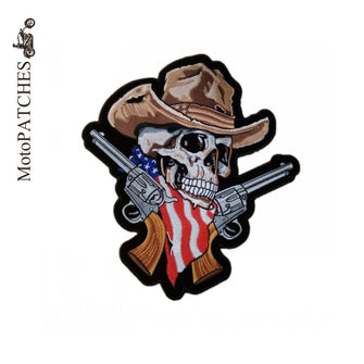 AMERICAN COWBOY SKULL MC MOTORCYCLE BIKE IRON PATCH LARGE-ASTROSHADEZ.COM-ASTROSHADEZ.COM