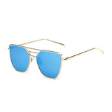 Womens 'Malibu V2' Cateye Reflective Wire Point Sunglasses Astroshadez-ASTROSHADEZ.COM-Gold Frame Blue-ASTROSHADEZ.COM