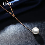 Womens Long Necklace Rose Gold Color Simulated Pearl Pendant Jewelry Bijoux Female-ASTROSHADEZ.COM-ASTROSHADEZ.COM