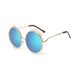 Womens 'Overt' X-Large Round Circle Sunglasses Astroshadez-ASTROSHADEZ.COM-Golden Blue-ASTROSHADEZ.COM