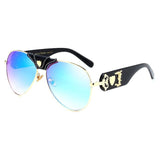 Womens 'Kim K' Celebrity Large Aviator Style Sunglasses Astroshadez-ASTROSHADEZ.COM-Black Blue-ASTROSHADEZ.COM