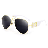 Womens 'Kim K' Celebrity Large Aviator Style Sunglasses Astroshadez-ASTROSHADEZ.COM-White Black-ASTROSHADEZ.COM