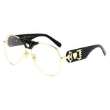 Womens 'Kim K' Celebrity Large Aviator Style Sunglasses Astroshadez-ASTROSHADEZ.COM-Black Clear-ASTROSHADEZ.COM