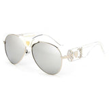 Womens 'Kim K' Celebrity Large Aviator Style Sunglasses Astroshadez-ASTROSHADEZ.COM-Transparent Silver-ASTROSHADEZ.COM