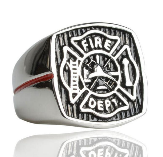 FIRE DEPT DEPARTMENT Stainless Steel Silver Gold Ring Mens-ASTROSHADEZ.COM-ASTROSHADEZ.COM