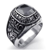 US MARINE CORPS STONE GEM BLACK Stainless Steel Silver Gold Ring Mens-ASTROSHADEZ.COM-ASTROSHADEZ.COM