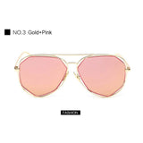 Womens 'Seven' Shaped Silver & Gold Sunglasses Astroshadez-ASTROSHADEZ.COM-Gold Pink-ASTROSHADEZ.COM