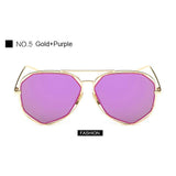 Womens 'Seven' Shaped Silver & Gold Sunglasses Astroshadez-ASTROSHADEZ.COM-Gold Purple-ASTROSHADEZ.COM