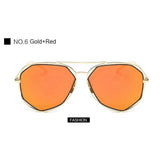 Womens 'Seven' Shaped Silver & Gold Sunglasses Astroshadez-ASTROSHADEZ.COM-Gold Red-ASTROSHADEZ.COM