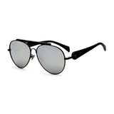 Womens 'French' Oversized Aviator Style Sunglasses Astroshadez-ASTROSHADEZ.COM-Black Frame Silver-ASTROSHADEZ.COM