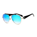 Womens 'French' Oversized Aviator Style Sunglasses Astroshadez-ASTROSHADEZ.COM-Gold Frame Blue-ASTROSHADEZ.COM