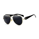 Womens 'French' Oversized Aviator Style Sunglasses Astroshadez-ASTROSHADEZ.COM-Gold Frame Grey-ASTROSHADEZ.COM