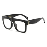 Unisex 'Common' Rapper Square Flat Brow Sunglasses Astroshadez-ASTROSHADEZ.COM-Glossy Black Clear-ASTROSHADEZ.COM