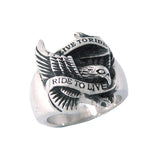 Live To Ride Eagle Biker Ring Stainless Steel Ring Jewelry Silver Gold Classic Motor cycles Biker Men Ring SWR0005A-ASTROSHADEZ.COM-7-Silver-ASTROSHADEZ.COM