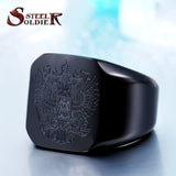 DOUBLE EAGLE RUSSIAN MC BIKER Stainless Steel Silver Gold Ring Mens-ASTROSHADEZ.COM-7-black color-ASTROSHADEZ.COM