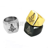 Silver Black Gold Masonic Ring Stainless Steel Jewelry Wholesale Classic Freemasonry Masonic Motor Biker Men Ring SWR0009A-ASTROSHADEZ.COM-ASTROSHADEZ.COM