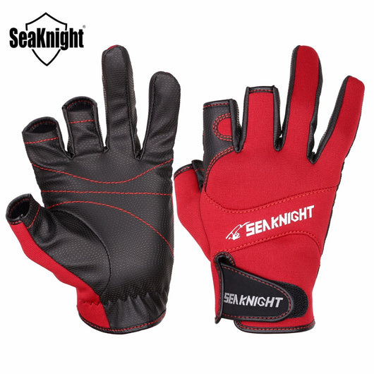 SeaKnight Sport Leather Fishing Gloves Half-Finger Breathable Anti