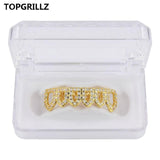 Diamond Hip Hop Gold Color Plated Hollow Out Grillz Top &Bottom Teeth CZ Stone Micro Pave Exclusive Luxuries Set Ship From US-ASTROSHADEZ.COM-gold bottom-China-ASTROSHADEZ.COM