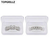 Diamond Hip Hop Gold Color Plated Hollow Out Grillz Top &Bottom Teeth CZ Stone Micro Pave Exclusive Luxuries Set Ship From US-ASTROSHADEZ.COM-Silver set-China-ASTROSHADEZ.COM