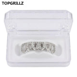 Diamond Hip Hop Gold Color Plated Hollow Out Grillz Top &Bottom Teeth CZ Stone Micro Pave Exclusive Luxuries Set Ship From US-ASTROSHADEZ.COM-silver bottom-China-ASTROSHADEZ.COM