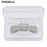 Diamond Hip Hop Gold Color Plated Hollow Out Grillz Top &Bottom Teeth CZ Stone Micro Pave Exclusive Luxuries Set Ship From US-ASTROSHADEZ.COM-silver top-China-ASTROSHADEZ.COM