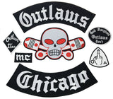 OUTLAWS CHICAGO MC MOTORCYCLE PATCH SET IRON ON-ASTROSHADEZ.COM-ASTROSHADEZ.COM