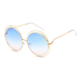 Womens 'Overt' X-Large Round Circle Sunglasses Astroshadez-ASTROSHADEZ.COM-Golden Blue Pink-ASTROSHADEZ.COM