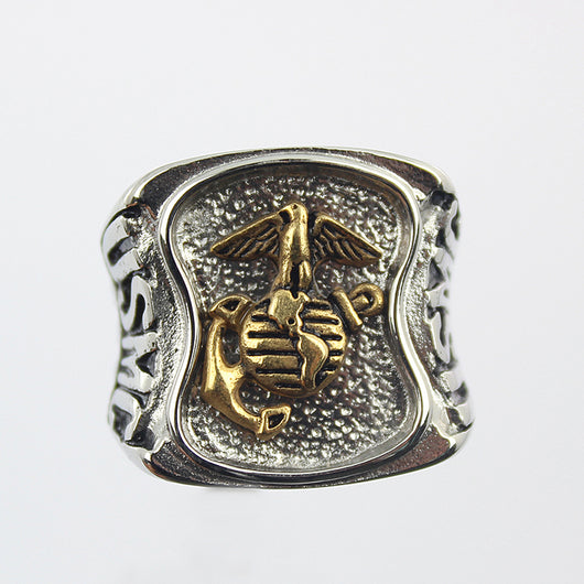 USMC US MARINE CORPS Stainless Steel Silver Gold Ring Mens-ASTROSHADEZ.COM-ASTROSHADEZ.COM