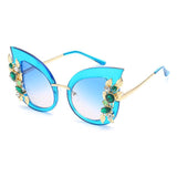 Womens 'Flora' Flower Cateye Sunglasses Astroshadez-ASTROSHADEZ.COM-Blue Frame Blue-ASTROSHADEZ.COM