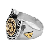 Illuminati Pyramid Eye Symbol U-Shaped Horseshoe Ring Masonic Biker Silver Gold-ASTROSHADEZ.COM-ASTROSHADEZ.COM