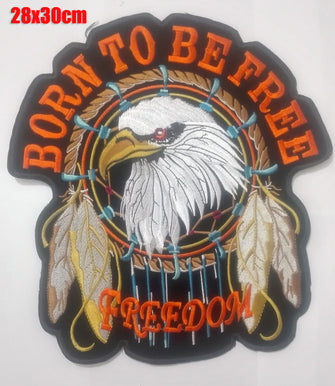 BORN TO BE FREE FREEDOM MC Biker Patch Set Iron On Vest Jacket Rocker X-LARGE-ASTROSHADEZ.COM-ASTROSHADEZ.COM