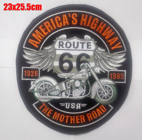 AMERICAS HIGHWAY ROUTE 66 USA MC Biker Patch Set Iron On Vest Jacket Rocker LARGE-ASTROSHADEZ.COM-ASTROSHADEZ.COM