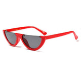 Unisex 'Cliff' Half Frame Flat Line Small Sunglasses Astroshadez-ASTROSHADEZ.COM-Red Frame Grey-ASTROSHADEZ.COM
