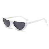 Unisex 'Cliff' Half Frame Flat Line Small Sunglasses Astroshadez-ASTROSHADEZ.COM-White Frame Grey-ASTROSHADEZ.COM
