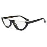 Unisex 'Cliff' Half Frame Flat Line Small Sunglasses Astroshadez-ASTROSHADEZ.COM-Black Frame Clear-ASTROSHADEZ.COM