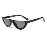 Unisex 'Cliff' Half Frame Flat Line Small Sunglasses Astroshadez-ASTROSHADEZ.COM-Black Frame Grey-ASTROSHADEZ.COM