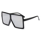 Womens 'Damnnn' X-Large Square Sunglasses-ASTROSHADEZ.COM-Black Silver-ASTROSHADEZ.COM