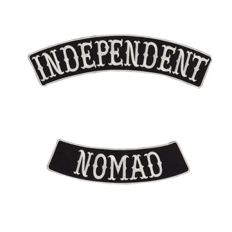 INDEPENDENT NOMAD MC Biker Patch Set Iron On Vest Jacket Rocker Hells-ASTROSHADEZ.COM-ASTROSHADEZ.COM