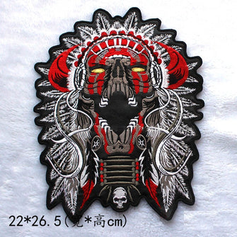 Motorcycle Mc Biker Chief Indian Skull Devil Tribe Patch-ASTROSHADEZ.COM-ASTROSHADEZ.COM