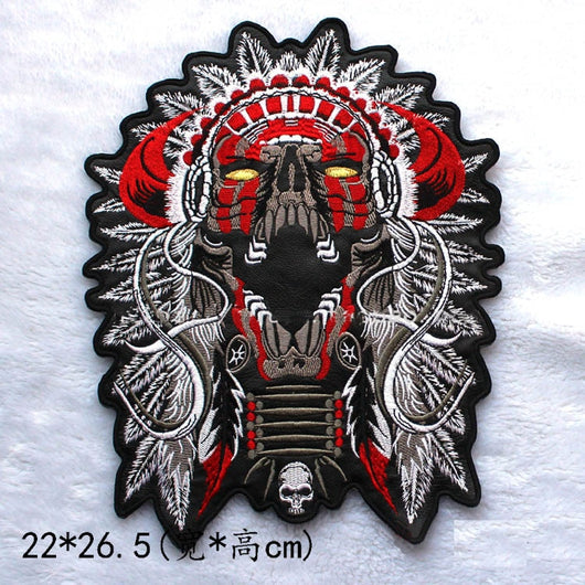 Motorcycle Mc Biker Chief Indian Skull Devil Tribe Patch-ASTROSHADEZ.COM-ASTROSHADEZ.COM